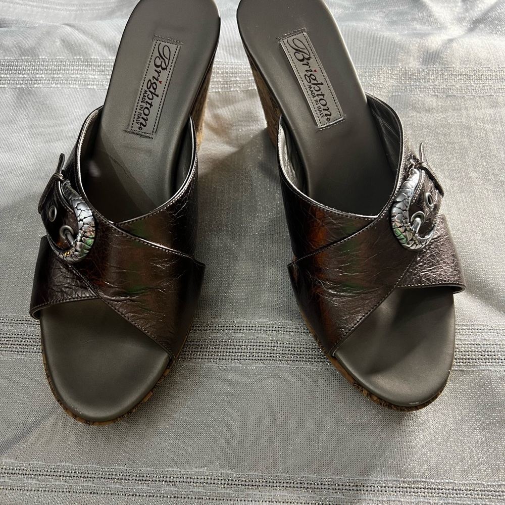 Brighton Summer Platinum Platform Sandals